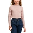 thumbnail image 1 of Hurxie Girls Mock Neck Turtleneck Long Sleeve Shirt Soft Stretchy Basic Layering Tee Top 5-6Years, 1 of 6