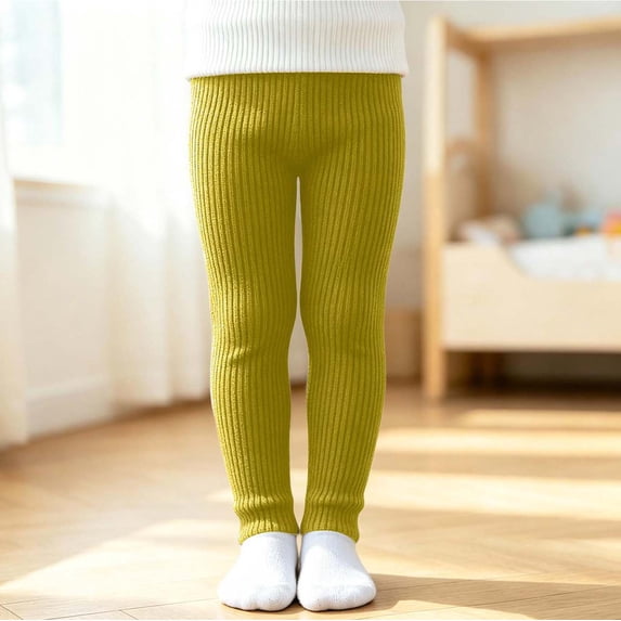 Hurxie Girls Ribbed Jersey Leggings Kids Warm Footless Tights Ruffles Knit Pants