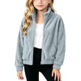 thumbnail image 1 of Hurxie Girls Sherpa Jacket Fleece Coat Full Zip Outerwear with Pockets Fuzzy Fall Winte Warm Stand-up Collar Kids Clothes 12-13 Years, 1 of 7