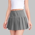 thumbnail image 1 of Hurxie Girls' Uniform Skirts Pleated Flared Mini School Skorts Built in Shorts for Kids Gray,9-10 Years, 1 of 6