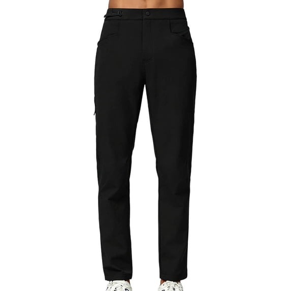 Hurxie Golf Pants Men Slim fit Hiking Pants Lightweight Dress Casual Tapered Pockets Black,L
