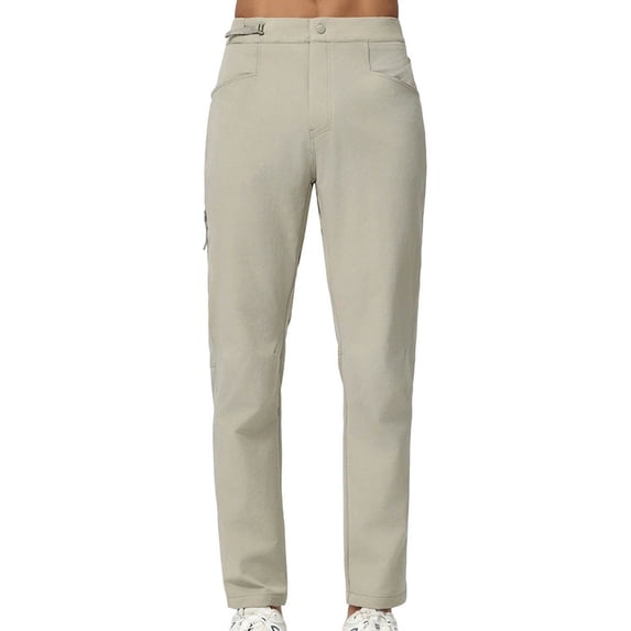 Hurxie Golf Pants Men Slim fit Hiking Pants Lightweight Dress Casual Tapered Pockets Khaki,2XL