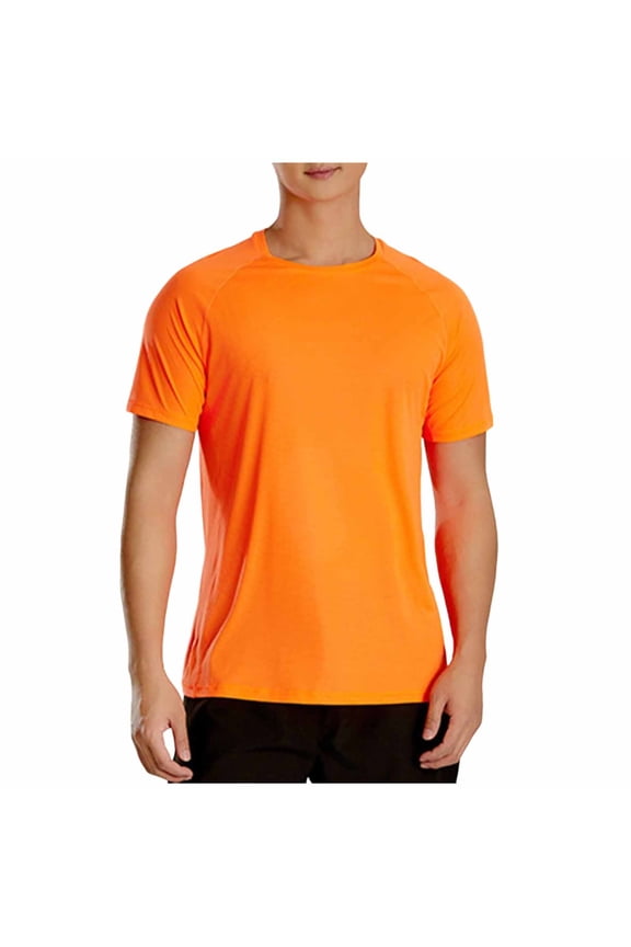 Gym Workout Shirts for Men-Short Sleeve Quick Dry Moisture Wicking T-Shirts for Running Athletic Orange,2XL