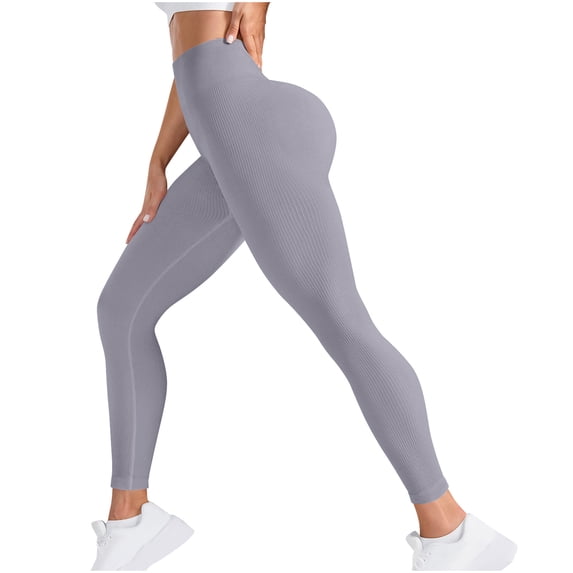 Hurxie High Waisted Leggings for Women No See Through Tummy Control Buttery Soft Yoga Pants for Workout Athletic Running Gray S
