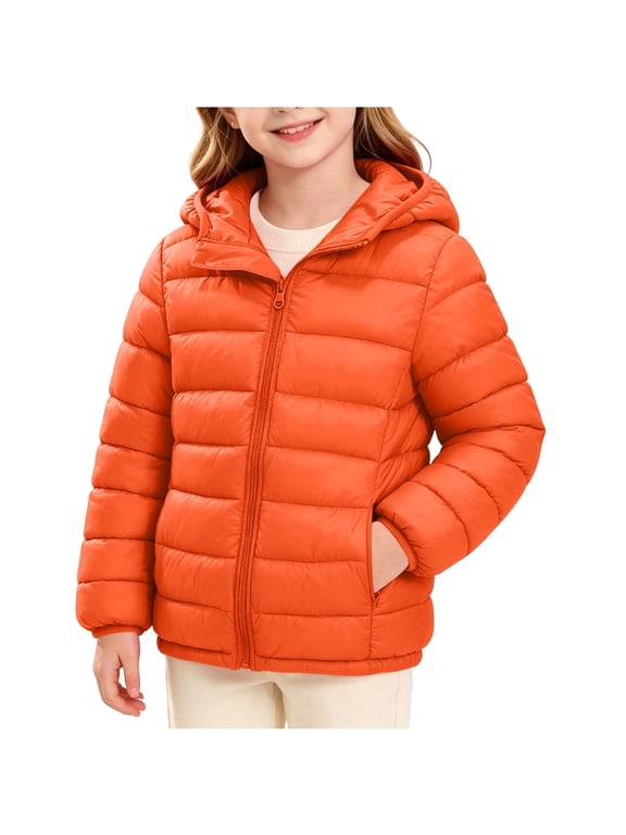 Hooded Puffer Jackets for Girls Lightweight and Packable Autumn a Winter Coat 13-14Years