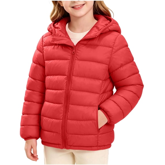 Hurxie Hooded Puffer Jackets for Girls Lightweight and Packable Autumn a Winter Coat 13-14Years
