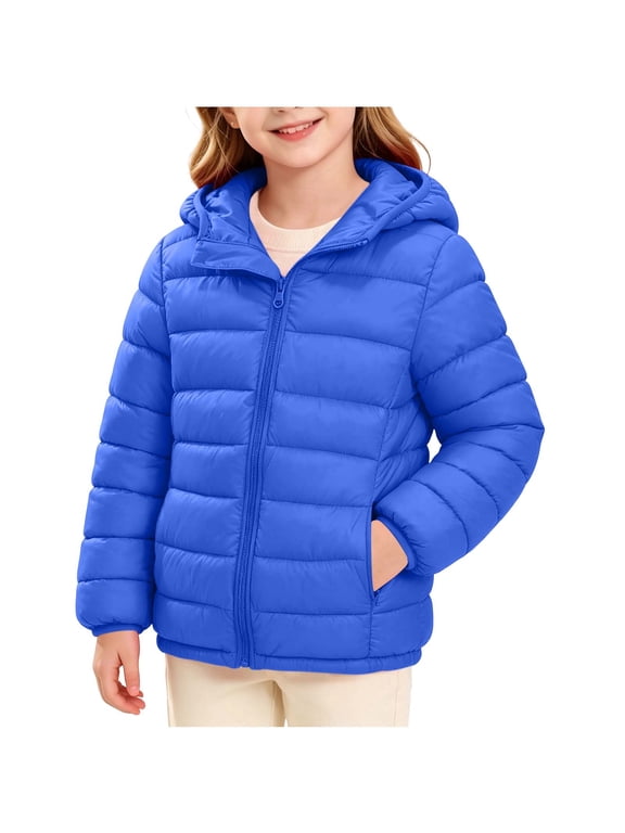 Hooded Puffer Jackets for Girls Lightweight and Packable Autumn a Winter Coat 13-14Years