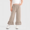 thumbnail image 1 of Hurxie Kids Toddler Girls Ruffle Flare Pants Casual Gingham Plaid Pants Elastic Waist Loose Bottoms Trousers Khaki,2-3 Years, 1 of 5