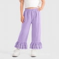 thumbnail image 1 of Hurxie Kids Toddler Girls Ruffle Flare Pants Casual Gingham Plaid Pants Elastic Waist Loose Bottoms Trousers Purple,4-5 Years, 1 of 5