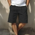 thumbnail image 1 of Hurxie Linen Shorts Casual Summer Beach Shorts Elastic Waist Drawstring Cargo Pants with Multiple Pockets Black,S, 1 of 4
