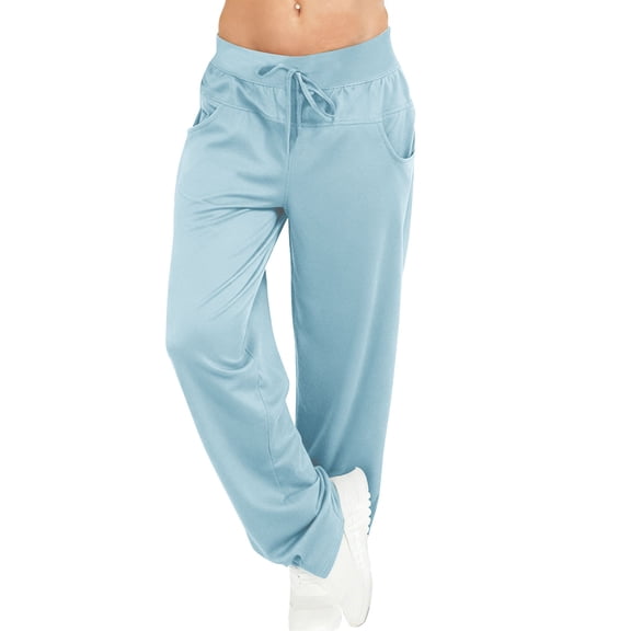 Hurxie Lounge Pants Women Wide Leg Casual Sweatpants Baggy Workout Sweat Pajamas Pants Fall Fashion Outfits with Pockets Light Blue 2XL