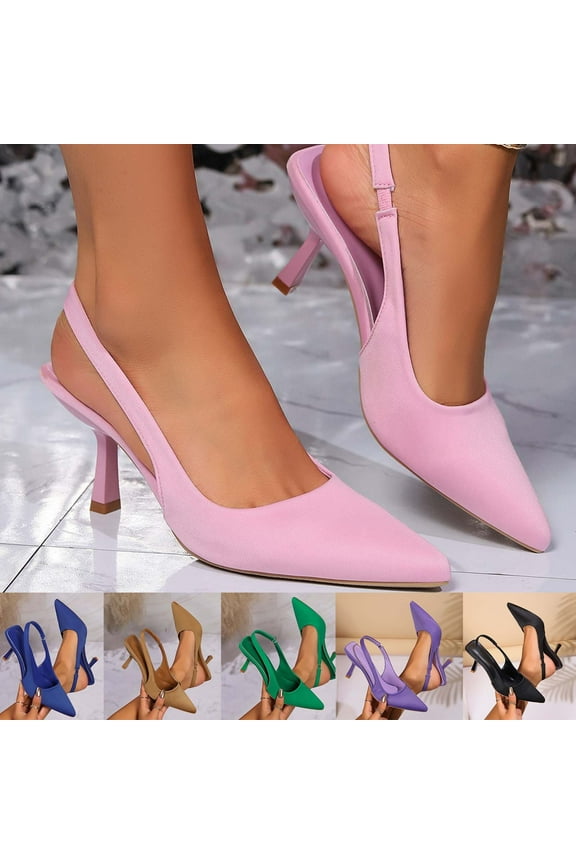 Low Kitten Heels Women's Slingback Dressy Pumps Pointed Closed Toe Ankle Strap Elegant Wedding Pumps Formal Comfortable Shoes Pink 43