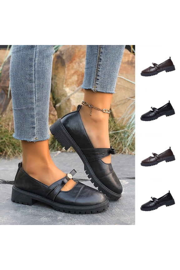 Mary Jane for Women Gothic Oxford Shoes - Flat Shoes, Ankle Tied, Round Toe for Casual Dresses, Work, and Campus Brown 41