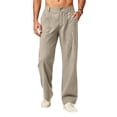 thumbnail image 1 of Hurxie Men Baggy Dress Pants Pleated Trousers Elastic Waistband Casual Loose Wide Leg with Pockets Khaki,3XL, 1 of 5