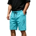 thumbnail image 1 of Hurxie Men Mens Shorts Casual Waist Elastic Button Golf Beach Shorts with Pockets Light Blue,XL, 1 of 7