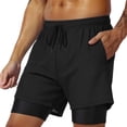thumbnail image 1 of Hurxie Men's 2 in 1 Workout Running Shorts 5" with Pockets Quick Dry Gym Athletic Shorts with Compression Liner Black,M, 1 of 6