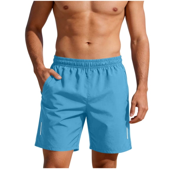Hurxie Men's 5" Running Shorts Quick Dry Athletic Workout Gym Shorts with Pockets Light Blue,2XL
