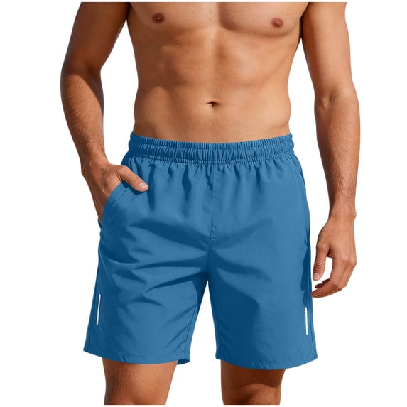 Hurxie Men's 5" Running Shorts Quick Dry Athletic Workout Gym Shorts with Pockets Sky Blue,5XL