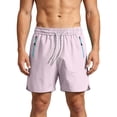 thumbnail image 1 of Hurxie Men's Athletic Running Shorts Gym Workout 7"/9"/5" Quick Dry Lightweight Sports Basketball Tennis Zipper Pockets Pink,3XL, 1 of 6