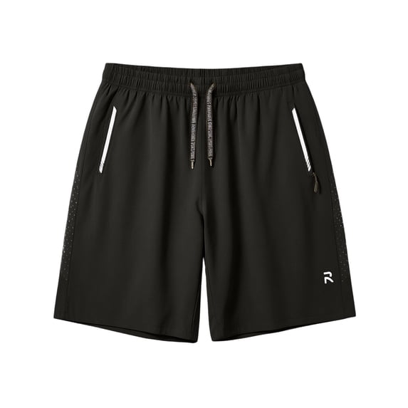 Hurxie Men's Athletic Running Shorts Quick Dry Workout Shorts Lightweight Sports Gym Basketball 7"/ 9"/ 5" Tennis Hiking Black,S