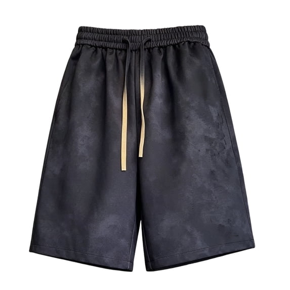 Hurxie Men's Baggy Sweat Shorts Vintage Acid Washed Streetwear Drawstring Gym Shorts Black,4XL