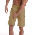 thumbnail image 1 of Hurxie Men's Cargo Short Pockets Comfortable Twill Cotton Elastic Waist Causal Work Shorts Khaki,S, 1 of 7