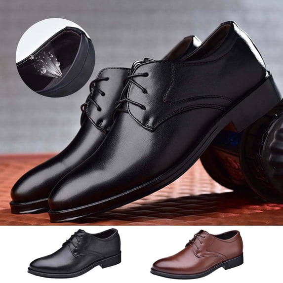 Hurxie Men's Dress Shoes Wingtip Oxfords with Brogue Formal Business Wedding Derby Shoes Brown 40