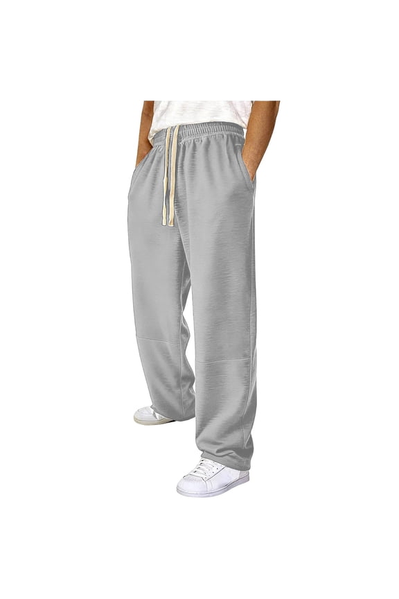 Men's Fleece Baggy Sweatpants Wide Leg Barrel Sweat Pants Lounge Athletic Gym Pants with Pockets Gray,3XL