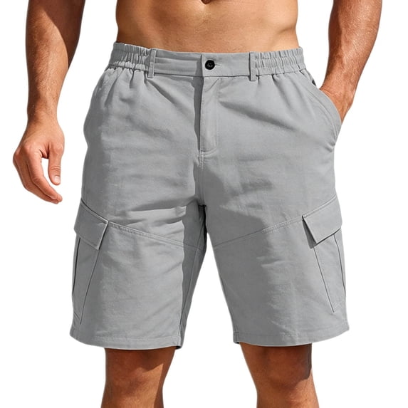 Hurxie Men's Hiking Cargo Shorts 9"/7"/11" Lightweight Outdoor Shorts for Men Trip Golf Camping Casual with Pockets Gray,M