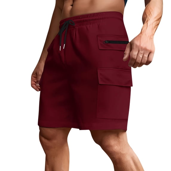 Hurxie Men's Hiking Cargo Shorts Quick Dry Lightweight Summer Casual Shorts for Men Work Golf Outdoor 5 Pockets Red,3XL