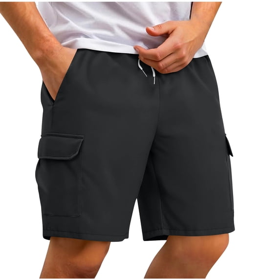 Hurxie Men's Hiking Cargo Shorts with Pockets Lightweight Outdoor Work Casual Shorts for Men Travel Fishing Gray,L