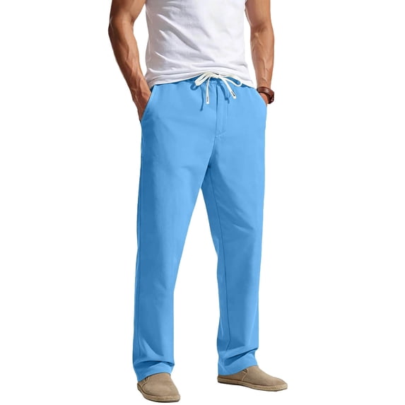Hurxie Men's Hiking Pants Lightweight, Quick-Dry Moisture Wicking Outdoor Pants Sky Blue,L