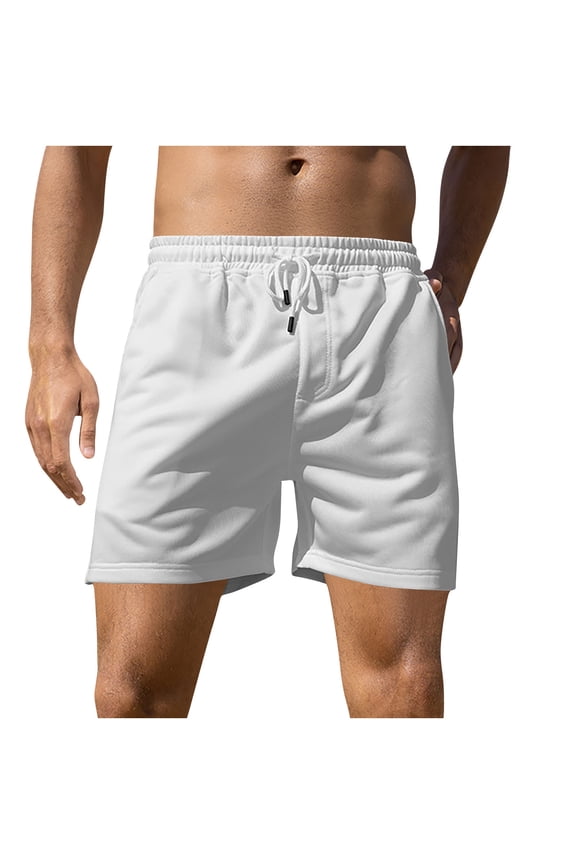Men's Linerless Workout Shorts 5'' - Lightweight Quick Dry for Running Sports Athletic Gym with Pockets White,L