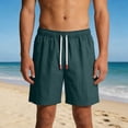 thumbnail image 1 of Hurxie Men’s Shorts Casual Elastic Waist Drawstring Summer Beach Vacation Shorts with Pockets Army Green,M, 1 of 7