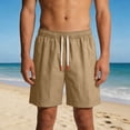 thumbnail image 1 of Hurxie Men’s Shorts Casual Elastic Waist Drawstring Summer Beach Vacation Shorts with Pockets Khaki,L, 1 of 7