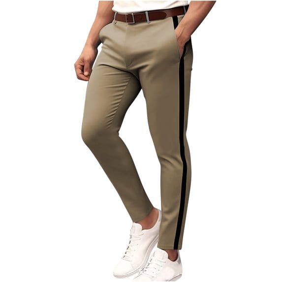 Hurxie Men's Sport Travel Performance Straight Fit Flat Front Stretch Casual Big and Tall Pant Coffee,S