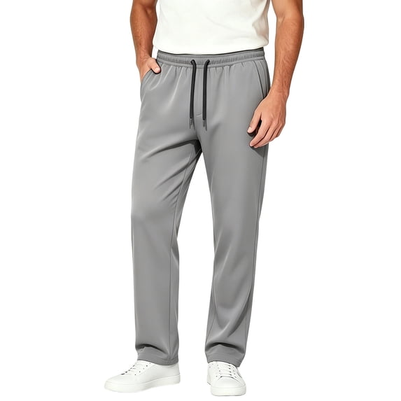 Hurxie Men's Sweatpants with Pockets Lightweight Stretch Athletic Track Pants Workout Tapered Joggers Jogging Dark Gray,L