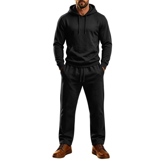 Hurxie Men's Tracksuits 2 Piece Hoodie and Sweatpants Set Sweatsuits Casual Athletic Jogging Suit for Men Black,M