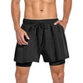 thumbnail image 1 of Hurxie Mens 2 in 1 Running Shorts Quick Dry Athletic Shorts with Liner, Workout Shorts with Pockets Black,XL, 1 of 5