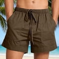 thumbnail image 1 of Hurxie Mens 5 Inch Linen Shorts - Casual Elastic Waist Drawstring Summer Beach Shorts with Pocket Coffee,4XL, 1 of 7