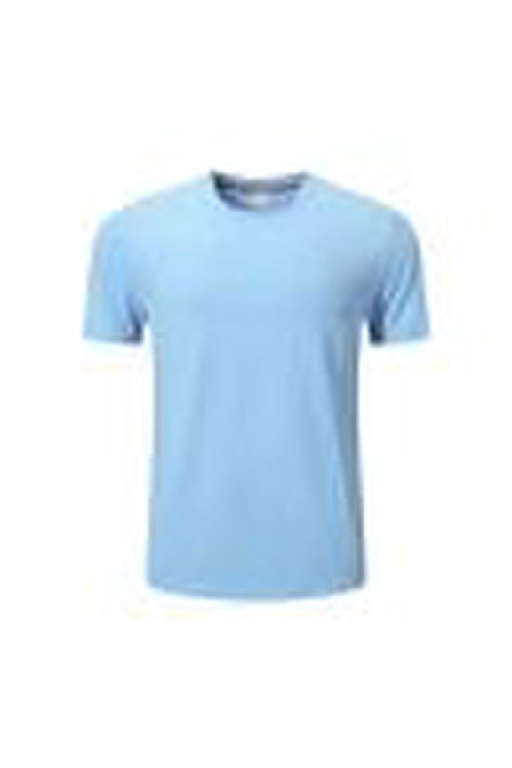 Mens Active T-Shirt Quick-Dry Athletic Workout Training Stretch Crew Neck Short Sleeve Top Light Blue,S