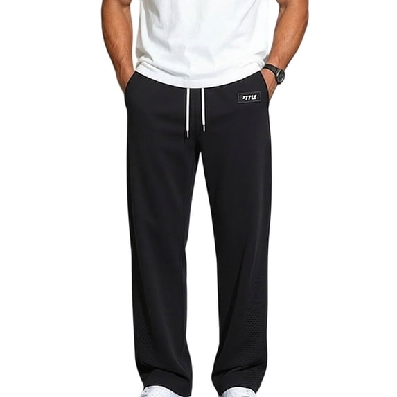 Hurxie Mens Athletic Pants Lightweight Slim Fit Track Pants with Pockets, Quick Dry Sports Pants for Running Gym Black,M