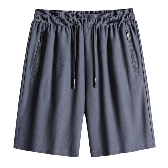 Hurxie Mens Athletic Running Shorts with Zipper Pockets Quick Dry Gym Workout Training Shorts Dark Gray,2XL