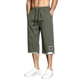 thumbnail image 1 of Hurxie Mens Baggy Capri Pants 3/4 Below Knee Shorts Wide Leg Drawstring Sweatpants Athletic Long Shorts with Pockets Army Green,3XL, 1 of 6