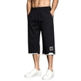 thumbnail image 1 of Hurxie Mens Baggy Capri Pants 3/4 Below Knee Shorts Wide Leg Drawstring Sweatpants Athletic Long Shorts with Pockets Black,XL, 1 of 6