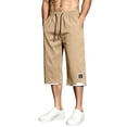 thumbnail image 1 of Hurxie Mens Baggy Capri Pants 3/4 Below Knee Shorts Wide Leg Drawstring Sweatpants Athletic Long Shorts with Pockets Khaki,M, 1 of 6