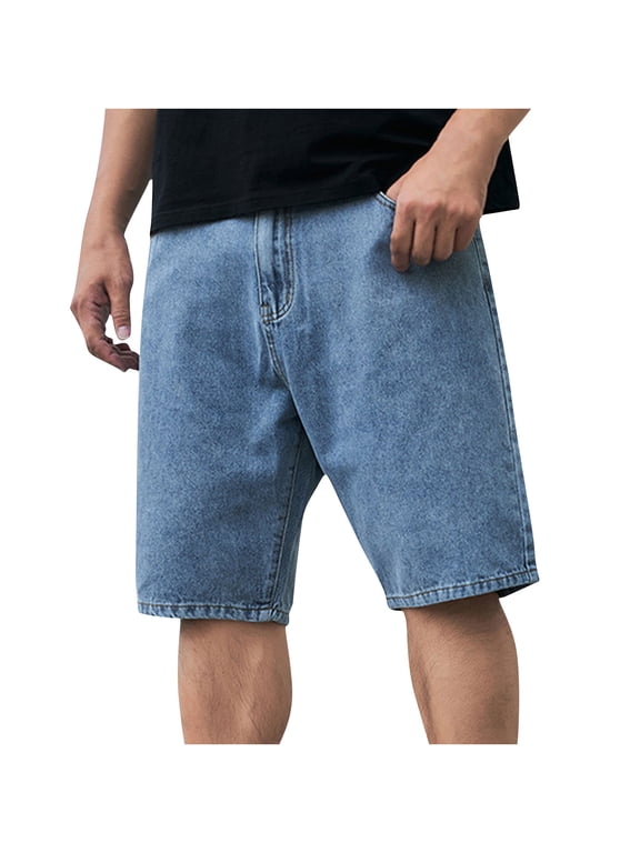 Mens Baggy Jean Shorts Loose Fit Vintage Wide Leg Jorts Y2K Streetwear Hip Hop Casual Denim Shorts Blue,36