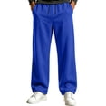 thumbnail image 1 of Hurxie Mens Baggy Sweatpants Wide Leg Lounge Drawstring Loose Fit Casual Cotton Straight Sweat Pants with Pockets Blue,3XL, 1 of 7