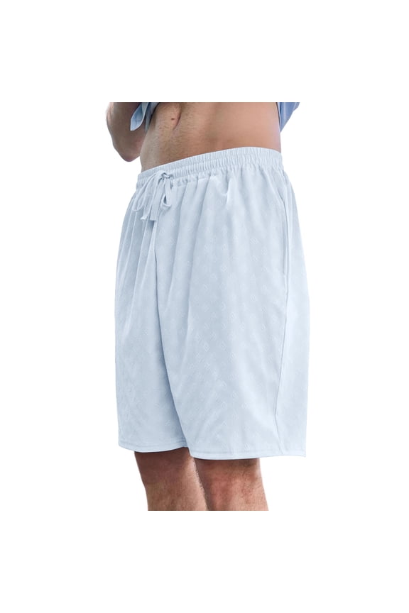 Mens Basic Shorts with Pockets Basketball Gym Workout Plain Uniform PE Shorts White,S