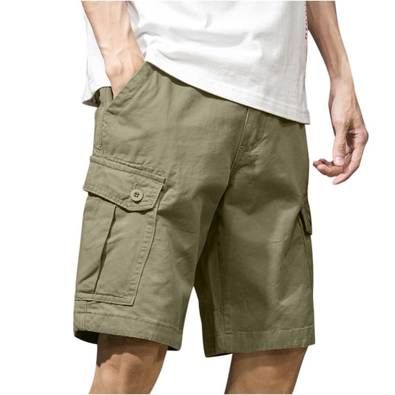 Hurxie Mens Cargo Sweat Shorts Casual Elastic Waist Drawstring Gym Athletic Jogger Shorts with Pockets Green,L
